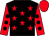 Black, red stars, red sleeves, black spots, red cap (Mr M J Black)