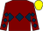 Maroon, dark blue triple diamond, diamonds on sleeves, yellow cap (Tann Racing)