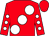 Red, large white spots, red sleeves, white spots (Mr P J Haycock)
