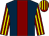 Dark blue, maroon stripe, maroon and yellow striped sleeves and cap (Marlborough Racing-(balgemmois))