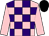 Pink and purple check, pink sleeves, black cap (Mr Tim Leadbeater)