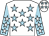 White, light blue stars, light blue sleeves, white stars and stars on cap (Mrs Jacqueline Conroy)