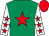 Emerald green, red star, white sleeves, red stars, red cap (Ian Payne & Kim Franklin)