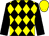 Black and yellow diamonds, black sleeves, yellow cap (Palmer-brown Worcester Lousada Shrubsa)