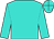 Turquoise, one white vertical stripe on body and sleeves, quartered cap (Mrs Janine M Mills)