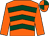 Orange, dark green chevrons, orange sleeves, quartered cap (Mr R J Rexton)