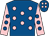 Royal blue, pink spots, pink sleeves, royal blue spots (Miss Chantal Wootten)