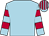 Light blue, scarlet hooped sleeves, striped cap (Mrs R A Robson & Mrs L Gander)
