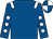 Royal blue, white epaulets, royal blue sleeves, white spots, quartered cap (Mrs Angela Mary Leggett)