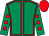 Emerald green, red seams, emerald green sleeves, red spots, red cap (R H & S C Walton)
