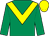 Emerald green, yellow chevron, yellow cap (Jan Johnson & Terry Harman)