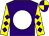 Purple, white disc, yellow sleeves, purple diamonds, purple and yellow quartered cap (Michelle And Dan Macdonald)