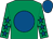 Emerald green, royal blue disc, emerald green sleeves, royal blue stars, royal blue cap (The Sandmoor Partnership 2)