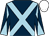 Dark blue, light blue cross belts, diabolo on sleeves, white cap (Flaxman Stables/mrs Magnier/tabor/smit)