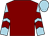 Maroon, light blue and maroon chevrons on sleeves, light blue cap (Andrew Walker)