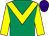 EMERALD GREEN, YELLOW chevron and sleeves, PURPLE cap (Ann & Alan Potts Limited)
