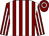 Maroon and white stripes, maroon cap, white hoop (Mr C Jones)