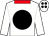 White, black disc, red collar, white sleeves, white cap, black spots (Two Black Labs)