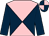 Pink and dark blue diabolo, dark blue sleeves, quartered cap (Mr C H Brewer)