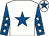 White, royal blue star, royal blue sleeves, white stars, white cap, royal blue star (Distillery Racing Club)