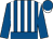 royal blue, white stripes, royal blue belt, royal blue sleeves, royal blue cap, white peak (Galoppklub Leipzig)