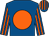 Royal blue, orange disc, striped sleeves and cap (Tabor/smith/mrs Magnier/flaxman Stable)