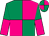 Emerald and magenta quartered, halved sleeves, quartered cap (Mrs D Naidoo)