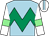 Light blue, emerald green chevron hoop, light green armlets on white sleeves, light blue stripe on white cap (Samuel Choi Lin Hung)