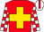Red, gold cross, red & white checked sleeves, red stripe on white cap (Pato Leung & Jay Leung)