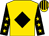Gold, black diamond, gold stars on black sleeves, gold & black striped cap (Harilela Racing Syndicate)