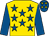 Gold, royal blue stars, royal blue sleeves, gold stars on royal blue cap (Francis Yip Chi Hung)