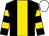 Black, gold stripe, gold hooped sleeves, white cap (Hong Kong Young Owner Racing Syndicate)
