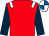 Red, white epaulettes, dark blue sleeves, royal blue & white quartered cap (James Owens & Sean O'Driscoll)