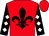 Red, black fleur de lys, black sleeves, white diamonds (John Earles)