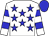White body, big-blue stars, white arms, big-blue hooped, big-blue cap (Ecurie Val De Somme)
