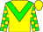 Yellow, green chevron, yellow and green checked sleeves, yellow cap (Thomas Cheung Wui)