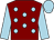 Maroon, light blue spots, sleeves and cap (Madeira Racing)