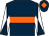 Dark blue, orange hoop, white and dark blue diabolo on sleeves, dark blue cap, orange diamond (Mr Richard Cheung)