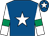 Royal blue, white star, white sleeves, emerald green armlets, royal blue cap, white star (Babbit Racing)