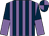 Dark blue and mauve stripes, halved sleeves, dark blue and mauve quartered cap (Jocelyn Rosenberg And Roger Weatherby)