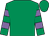 Emerald green, mauve hooped sleeves (Barford Farm)
