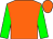 Orange, green sleeves, two white hoops, orange cap (Don Alberto Stable)