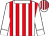 White, red stripes, white collar and cuffs, red and white striped cap, white peak (Mr N Cheng)
