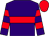 Purple, red hoop, hooped sleeves, red cap (J T Kearney)