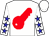 White, red key, blue stars on sleeves, white cap (Secure Investments)