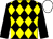 Black & yellow diamonds, black sleeves, white cap (Mulvany's Group Bar Syndicate)