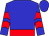Blue, red belt, red chevrons on sleeves, blue cap (Cd Racing Stable)