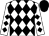 White, black diamonds, black diamonds on sleeves, black cap (Frank Calabrese)