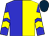 Blue and yellow halves, yellow chevrons on blue sleeves, dark blue cap (A 1 A Racing)