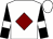 White, maroon diamond, white bars on black sleeves, white cap (Daniel Pita)